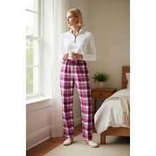 Benerly Kadın Dik Yaka Düşük Kol Fermuarlı Waffle Örme Ekose Desenli Pijama Takımı Fonksiyonel Şık