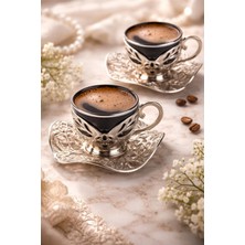 E Orient  Türk Kahvesi Sunum Seti 2 Li Metal Kahve Fincan Takımı Kahve Fincanı Damat Fincanı Porselen