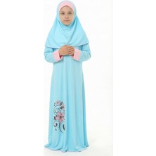 KanatGo Kız Çocuk Namaz Elbisesi Çiçek Desenli Tesettür Namazlık