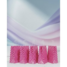 Aybaş Kağıtçılık 1.kalite 18X24 cm ( 20 Adet ) Pembe Renk Beyaz Benekli Kraft Kağıt Çanta,hediye Poşeti,hediye Paketi
