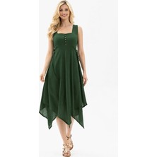 GILLA'S QUEEN Kadın Kare Yaka Şile Bezi Comfort Elbise