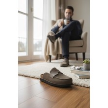 Konfores 2235 Iç Dış Hakiki Süet Deri Tam Ortopedik Üst Kalite Ev,ofis,misafir,damat ve Gelin Çeyizlik Terlik - NKT02235-VIZON-40