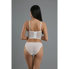 Cotonhause Kadın Push-Up Ekru Büstiyer Sütyen Takım – Dantelli Uzun Form C7T5N1433