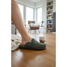 Konfores 2235 Iç Dış Hakiki Süet Deri Tam Ortopedik Üst Kalite Ev,ofis,misafir,damat ve Gelin Çeyizlik Terlik - NKT02235-HAKI-43