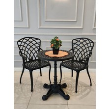 IVF Hitit Model Ferforje Görünümlü 60 cm Plastik Aslan Ayağı Masa Sandalye Balkon Takım 2'li Takım