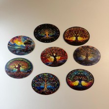 8 Parça Ahşap Hayat Ağacı Bardak Altlıkları Seti