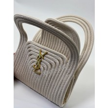 Yves Saint Laurent Krem Hasır El Çantası