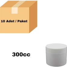 Labbakkal Numune Kabı 300 ml - Vida Kapaklı Beyaz Plastik Krem Kavanozu 10  ADET