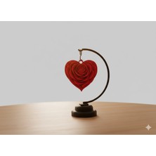 Dskatman Sevgililer Günü Özel: Dekoratif 3D Tasarım Askılı Gül Kalp Biblo - Kırmızı