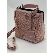 Painer Pembe Kristalli Saten Ithal Çanta