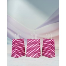 Aybaş Kağıtçılık 1.kalite 18X24 cm ( 15 Adet ) Pembe Renk Beyaz Benekli Kraft Kağıt Çanta,hediye Poşeti,hediye Paketi