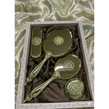 Miss Ayza Saraylı Gold Serisi 4 Parça Lüks Çeyizlik Ayna Tarak Takımı