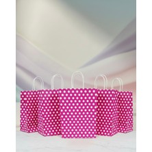 Aybaş Kağıtçılık 1.kalite 18X24 cm ( 25 Adet ) Pembe Renk Beyaz Benekli Kraft Kağıt Çanta,hediye Poşeti,hediye Paketi