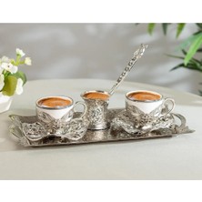 E Orient Kahve Fincanı Türk Kahvesi Metal Fincan Takımı Bakır Kahve Fincanı Tepsili Cezveli 2 Li