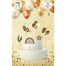 Retro Gökkuşağı Temalı Pasta Üstü Figür Set 6'lı