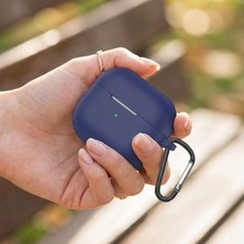 Caseonn Samsung Galaxy Buds 3 Kılıf Askı Aparatlı Mat Silikon Lacivert