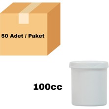 Labbakkal Numune Kabı 100 ml - Vida Kapaklı Beyaz Plastik Pomad Kutusu 50 Adet