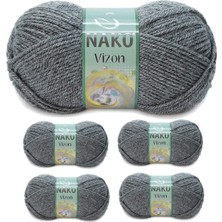 FRY 5 Adet Vizon Premium Akrilik El Örgü Ipi Yünü Renk NO:193 Loş Gri