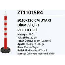 Zeplin Uyarı Dikmesi | Çift Reflektifli – Kırmızı/beyaz – Ø110X120 cm
