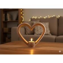 Dskatman 3D Tasarım Kalp Formlu Dekoratif Tealight Mumluk - Sevgiliye Hediye