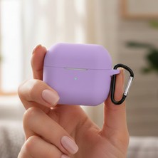 Caseonn Samsung Galaxy Buds 3 Pro Kılıf Askı Aparatlı Mat Silikon Lila