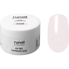 Runail Professional Protez Tırnak Jeli Uv Builder Gel Silver Porcelain Simli Açık Pembe 15GR. 4058