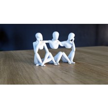 Atölye Matris Düşünen 3 Arkadaş Soyut Heykel Biblo Dekoratif Obje 10 cm Yükseklik 3D Baskı Pla Plastik