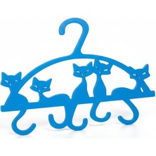 3D Tasarım Kedili Dekoratif Askı (4lü) Mavi