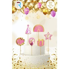 Pembe Gold Temalı Pasta Üstü Figür Set 6'lı