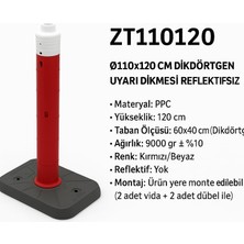 Zeplin Dikdörtgen Uyarı Dikmesi | Reflektifsiz – Kırmızı/beyaz – Ø110X120 cm
