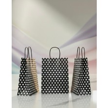 Aybaş Kağıtçılık 1.kalite 18X24 cm ( 20 Adet ) Siyah Renk Beyaz Benekli Kraft Kağıt Çanta,hediye Poşeti,hediye Paketi