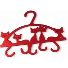 3D Tasarım Kedili Dekoratif Askı (4lü) Kırmızı