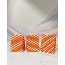 Aybaş Kağıtçılık 1.kalite 18X24 cm ( 15 Adet ) Turuncu Renk Beyaz Benekli Kraft Kağıt Çanta,hediye Poşeti,hediye Paketi