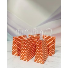 Aybaş Kağıtçılık 1.kalite 18X24 cm ( 20 Adet ) Turuncu Renk Beyaz Benekli Kraft Kağıt Çanta,hediye Poşeti,hediye Paketi