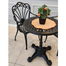 IVF Istanbul Model Ferforje Görünümlü 60 cm Plastik Aslan Ayağı Masa Sandalye Balkon Takım 2'li Takım