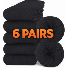 6'lı Siyah Erkek Kışlık Havlu Çorap-Kalın,sıcak,pamuklu