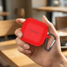 Caseonn Samsung Galaxy Buds 3 Fe Kılıf Askı Aparatlı Mat Silikon Kırmızı