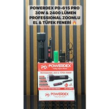 Powerdex PD-615-PRO Profesyonel El & Tüfek Feneri | 30W – 2400 Lümen – 6000 Mah – Zoomlu – Type-C Şarjlı