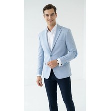 Plus Scorpion Erkek Kolu Yamalı Blazer Ceket – Bebe Mavi Renk, Italyan Kesim Şık ve Modern Tasarım