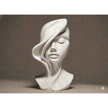 Atölye Matris Yarı Dazlak Saçlı Kadın Biblo Dekoratif Obje 12 cm Yükseklik 3D Baskı Pla Plastik