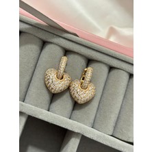 Rosegold Xuping Full Taş Kalpli Küpe