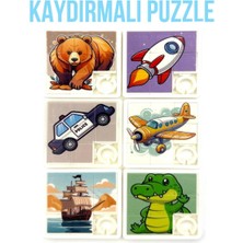 Oyuncakzade Çocuklar Için Eğitici Öğretici Kaydırmalı Puzzle Bulmaca Yapboz 6 Adet