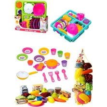 Oyuncakzade Oyuncak Bulaşık Tabak Çanak Seti Filede Meyve Sebze Seti Evcilik Mutfak Oyun Setleri 2li Set