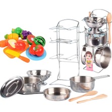 Oyuncakzade 8 Parça Metal Tencere Standlı Model Kesilebilir Meyve&sebze Hediye