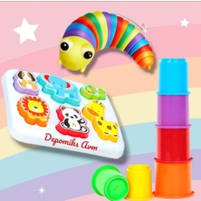 Oyuncakzade Sevimli Hayvanlar Bultak Esnek Tırtıl ve 6 Parça Renkli Kule