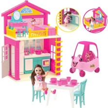 Oyuncakzade Oyuncak Aksesuarlı Ev 2 Katlı  Arabalı Bebek Kız Çocuk Oyuncak