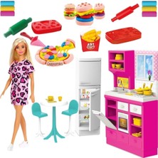 Oyuncakzade Oyuncak Mutfak Oyun Seti Barbie Bebek Çilek Makyaj Seti Pizza Oyun Seti Hamburger Oyun Seti