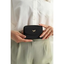 Clodi Siyah Dokulu Mıknatıs Kapaklı Bol Gözlü Kadın Cüzdan