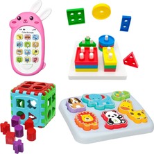 Oyuncakzade Sevimli Tavşan Eğitici Telefon Geometrik Şekiller Küp Bultak Sevimli Hayvanlar Bultak
