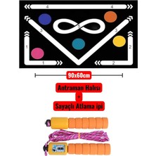 Oyuncakzade 90X60CM Antrenman Halısı + Sayaçlı Atlama Ipi / Antreanman Seti / Top Hakimiyeti Bilek Güçlendirme